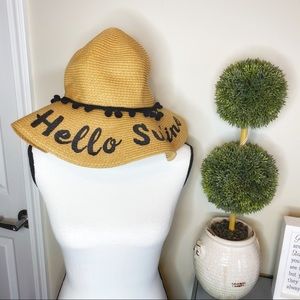 Hello summer woven straw floppy hat
